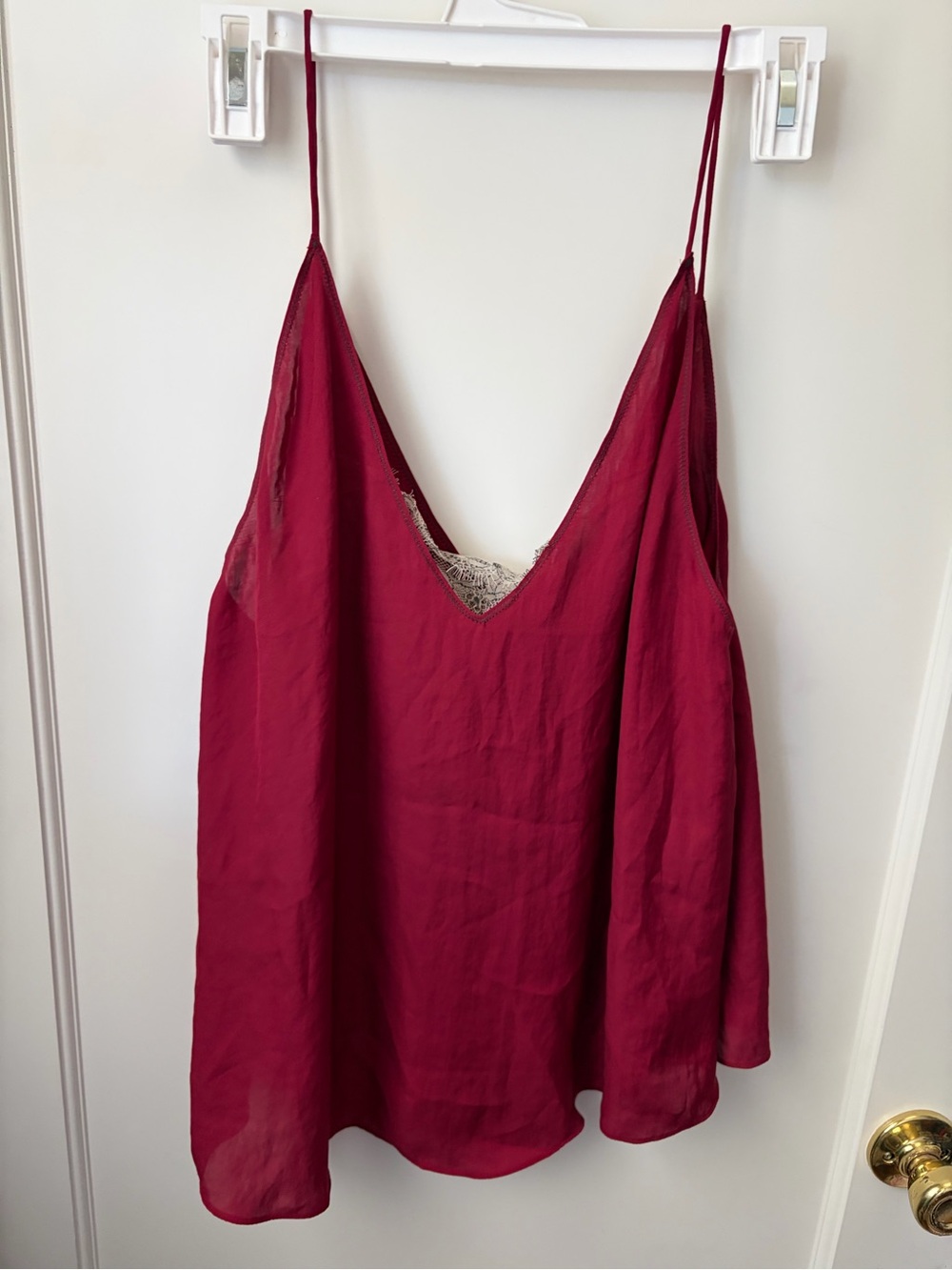 Free People Red Lace-Trim Slip Cami
